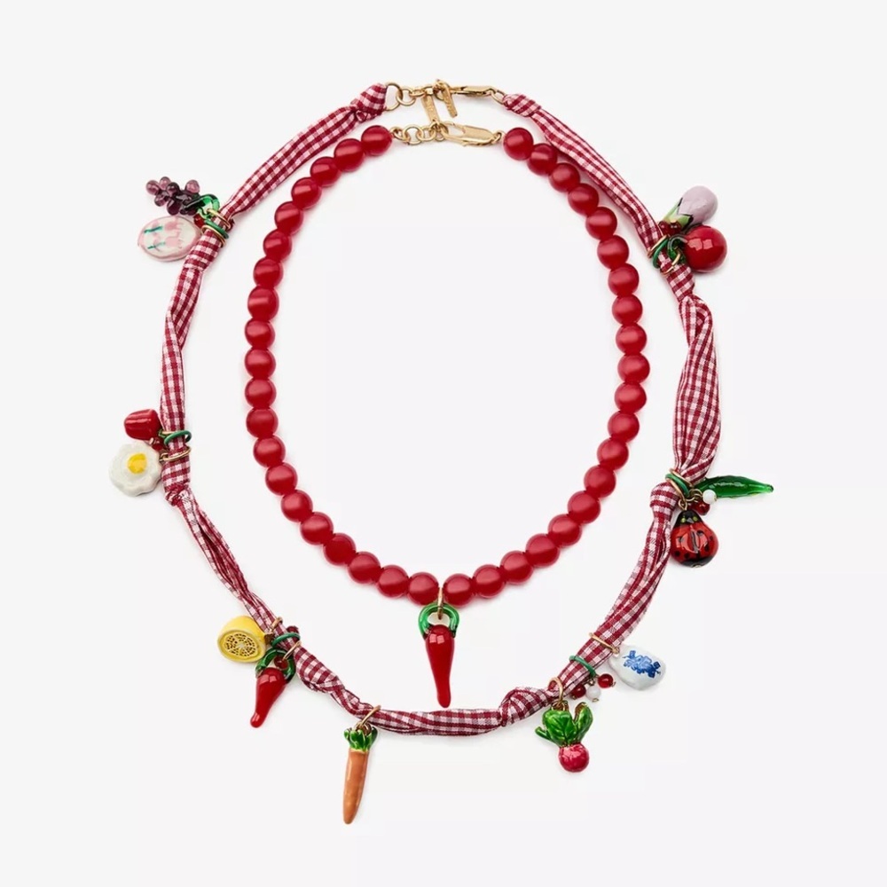 [🌟 PRICE FIRM] 🌶️ ZARA Two-Pack of Charm Necklaces Farmer’s Market Theme